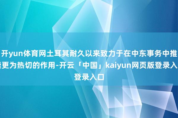 开yun体育网土耳其耐久以来致力于在中东事务中推崇更为热切的作用-开云「中国」kaiyun网页版登录入口